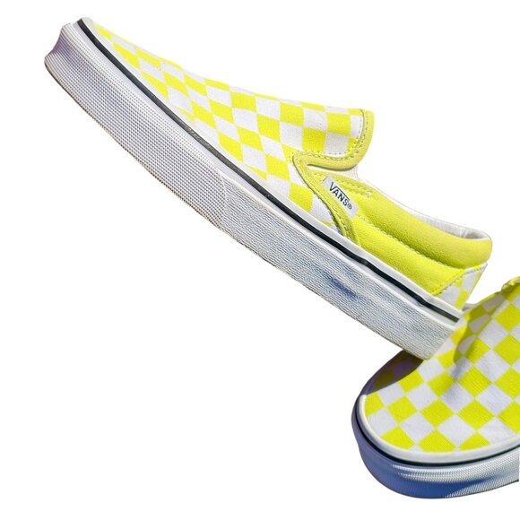 Vans 5.5 Women / 4.0 Men Slip On Yellow Checkerboard Sneakers - Picture 4 of 11